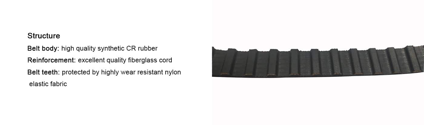 Black rubber belt timing belt 50XL037